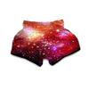 Galaxy Red Stardust Space Print Muay Thai Boxing Shorts-grizzshop