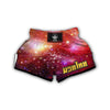 Galaxy Red Stardust Space Print Muay Thai Boxing Shorts-grizzshop