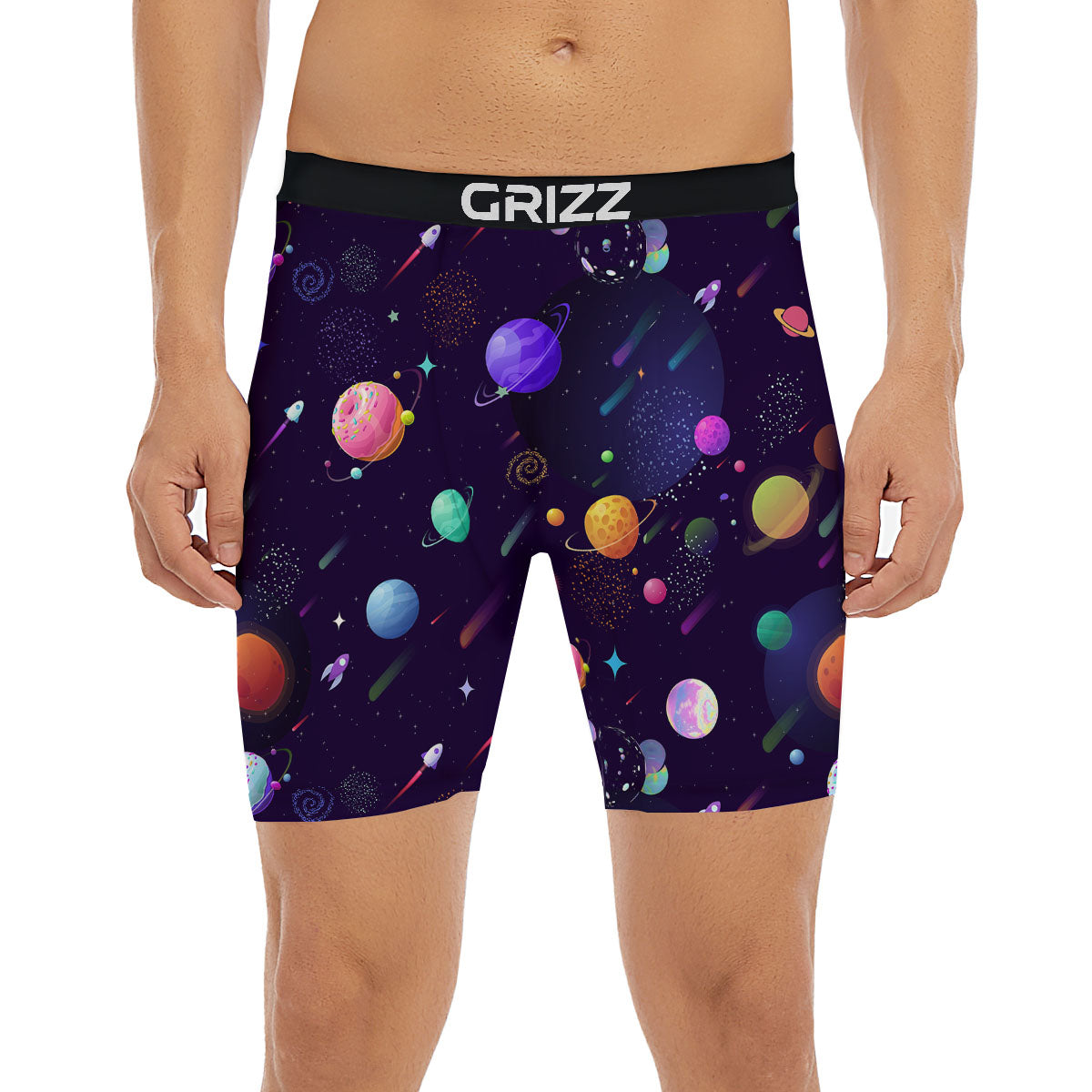 Galaxy Space Abstract Cartoon Print Boxer Briefs-grizzshop
