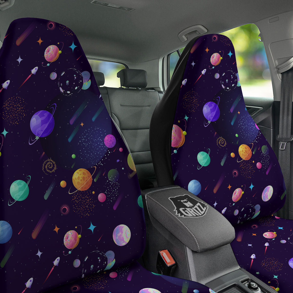 Galaxy Space Abstract Cartoon Print Car Seat Covers-grizzshop