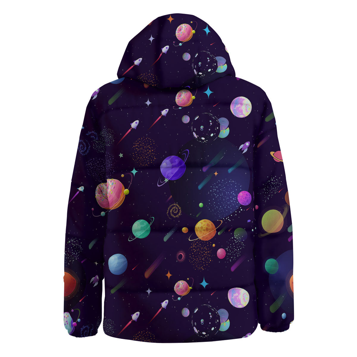 Galaxy Space Abstract Cartoon Print Down Jacket-grizzshop
