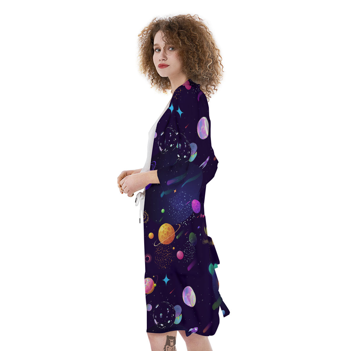 Galaxy Space Abstract Cartoon Print Kimono-grizzshop