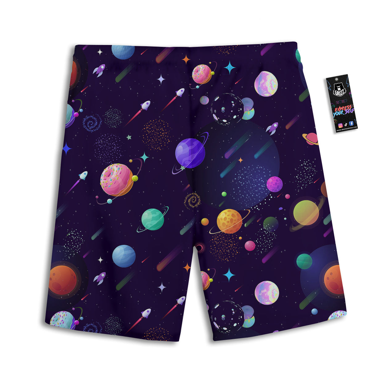 Galaxy Space Abstract Cartoon Print Men's Athletic Shorts