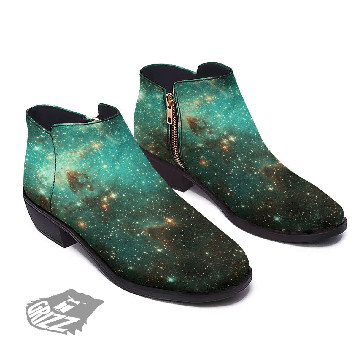 Galaxy Space Abstract Cloud Nebula Print Ankle Boots-grizzshop