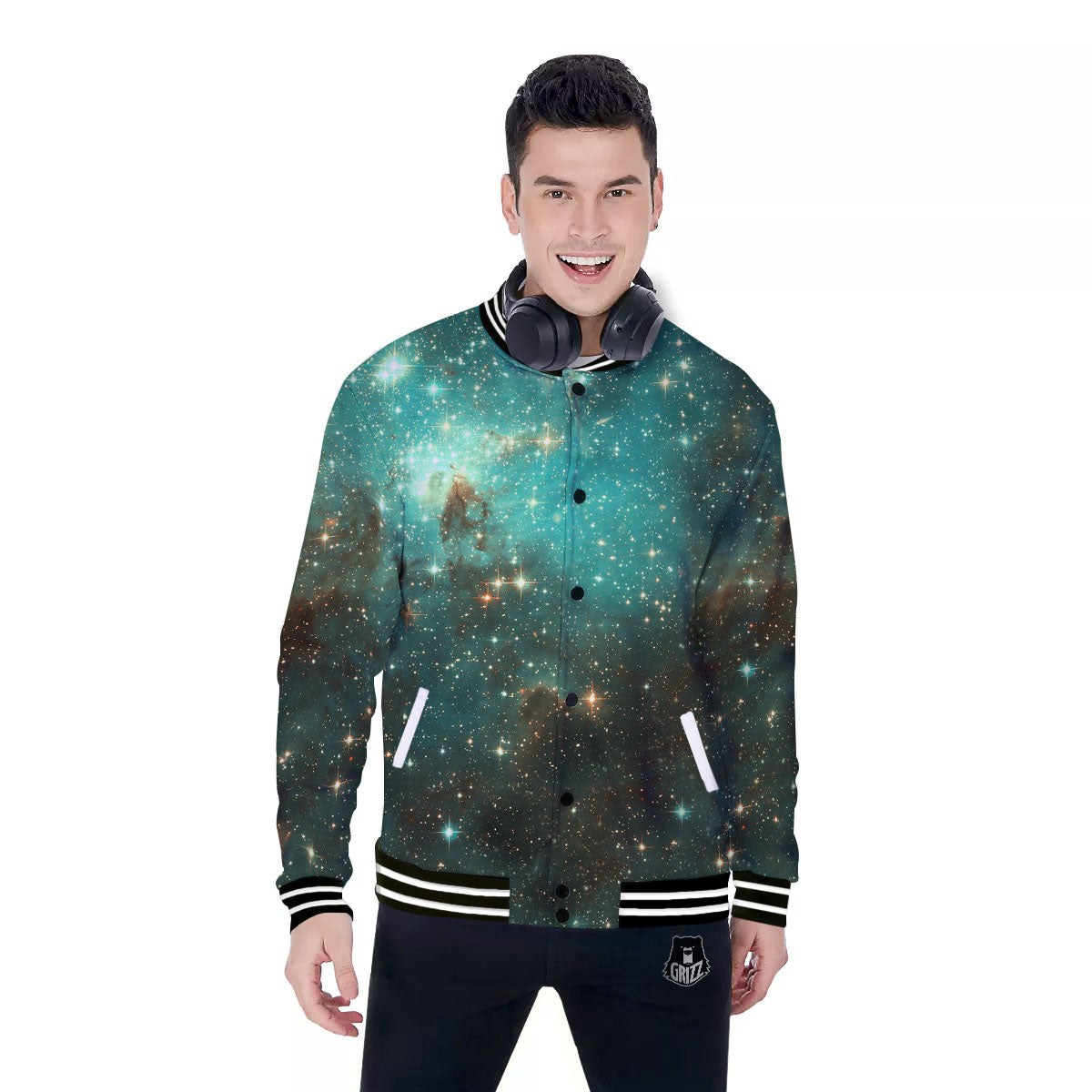 Galaxy Space Abstract Cloud Nebula Print Baseball Jacket-grizzshop