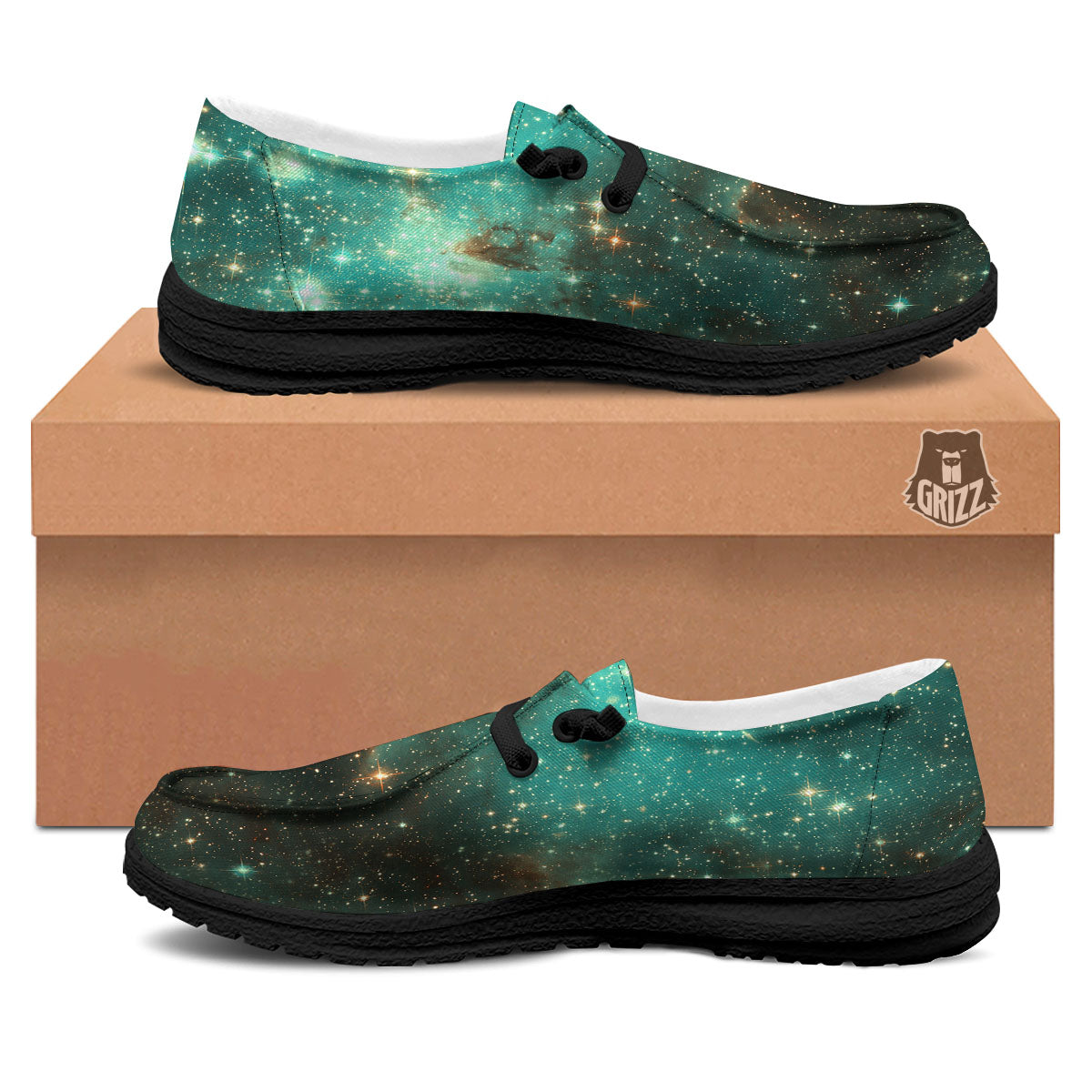 Galaxy Space Abstract Cloud Nebula Print Black Loafers-grizzshop