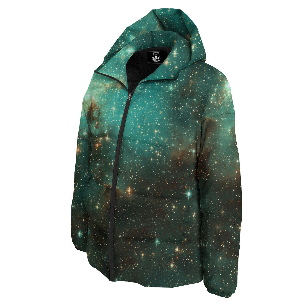 Galaxy Space Abstract Cloud Nebula Print Down Jacket-grizzshop