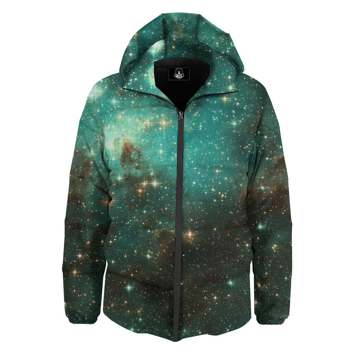 Galaxy Space Abstract Cloud Nebula Print Down Jacket-grizzshop