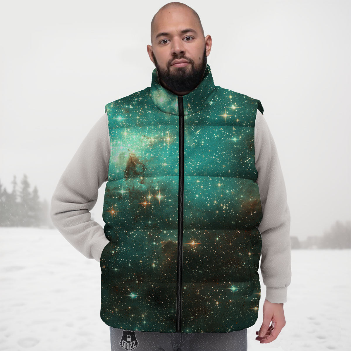 Galaxy Space Abstract Cloud Nebula Print Down Vest