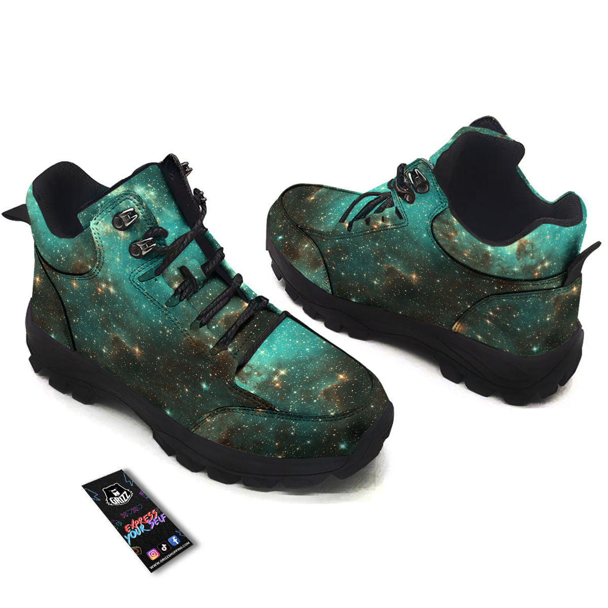 Galaxy Space Abstract Cloud Nebula Print Hiking Shoes-grizzshop