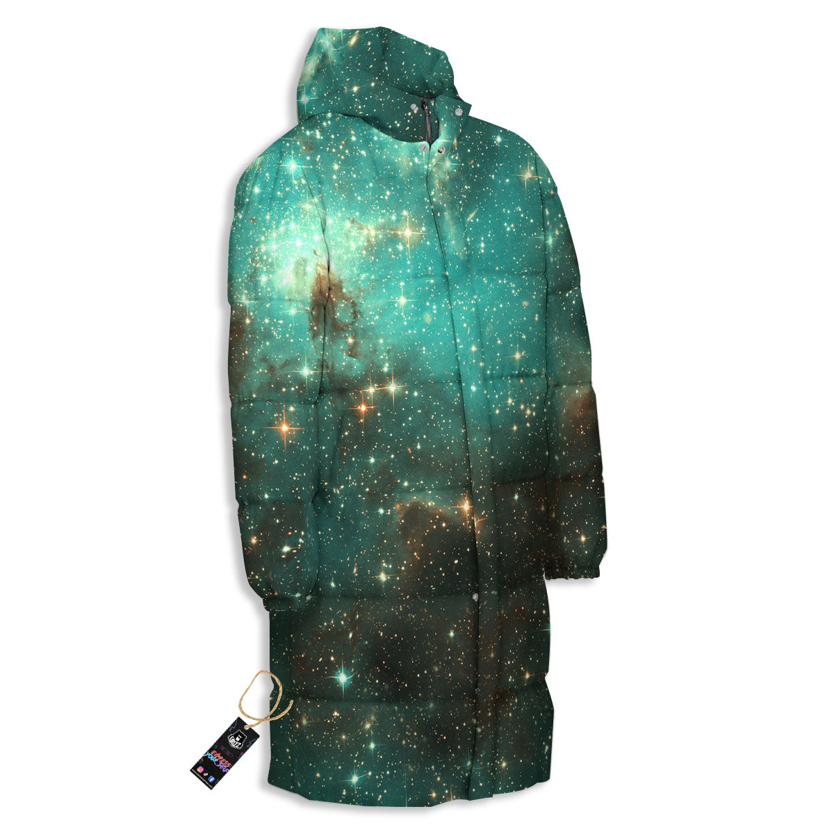 Galaxy Space Abstract Cloud Nebula Print Long Down Jacket