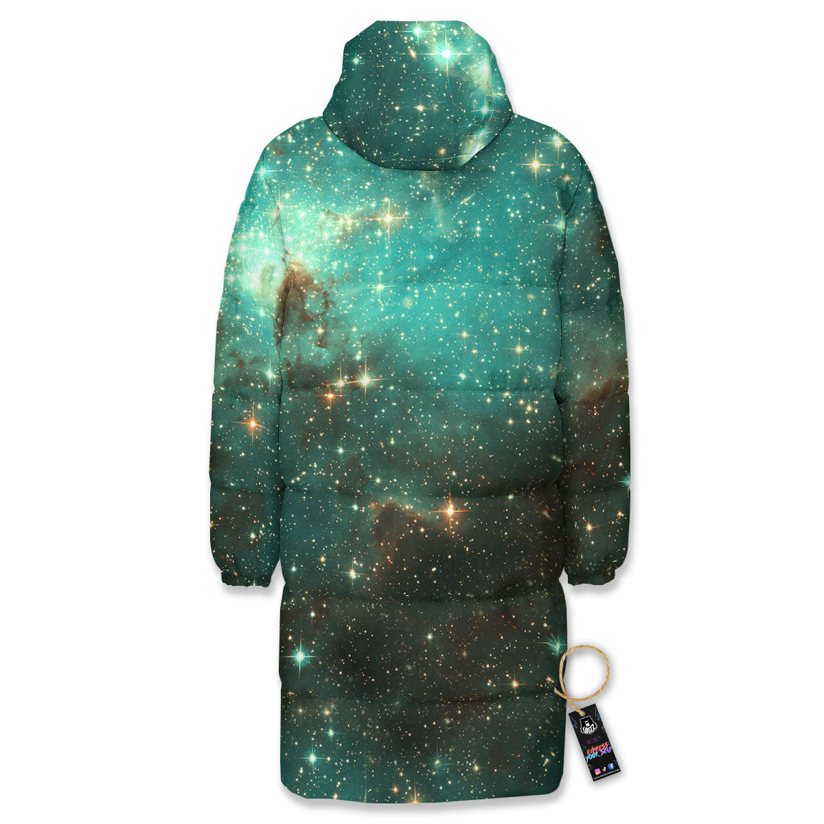 Galaxy Space Abstract Cloud Nebula Print Long Down Jacket