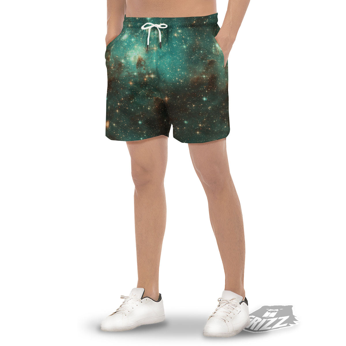 Galaxy Space Abstract Cloud Nebula Print Men's Gym Shorts-grizzshop