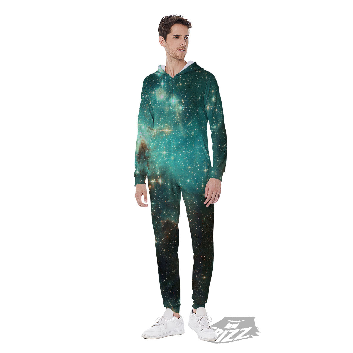 Galaxy Space Abstract Cloud Nebula Print Men's Jumpsuit-grizzshop