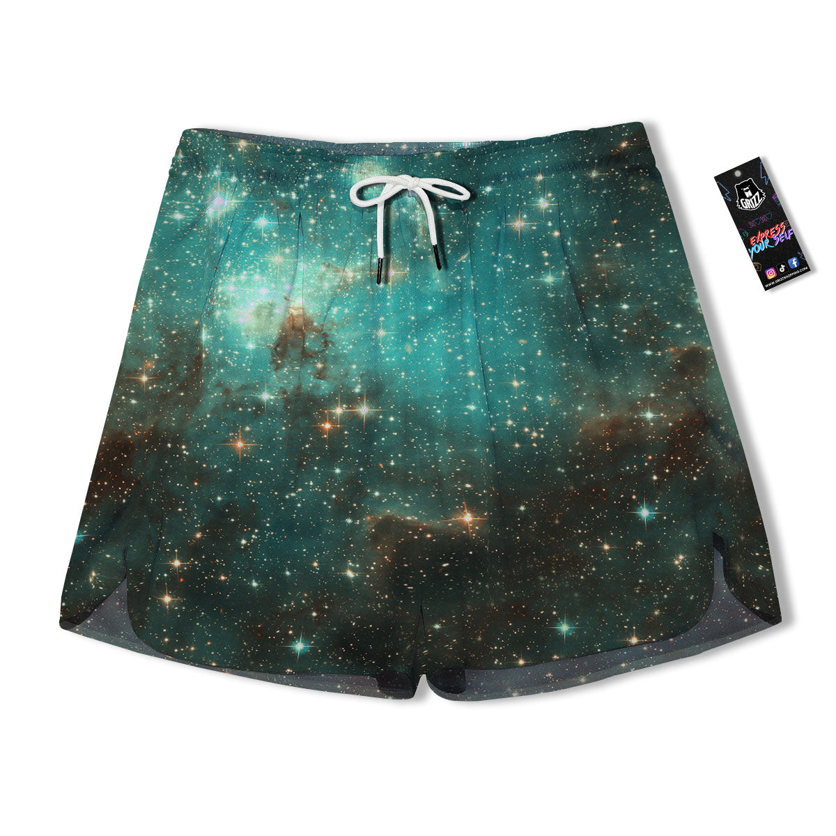 Galaxy Space Abstract Cloud Nebula Print Men's Running Shorts-grizzshop