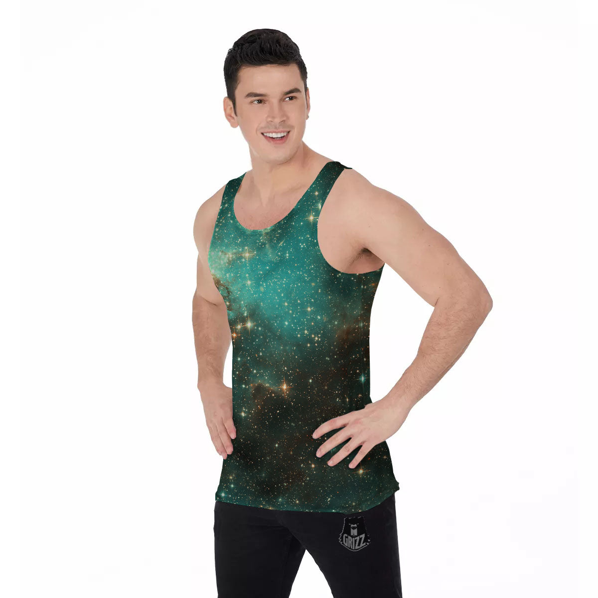 Galaxy Space Abstract Cloud Nebula Print Men's Tank Top-grizzshop