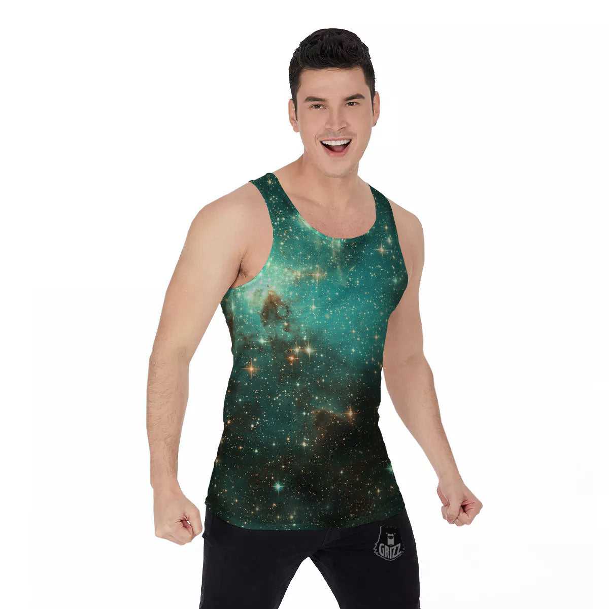 Galaxy Space Abstract Cloud Nebula Print Men's Tank Top-grizzshop