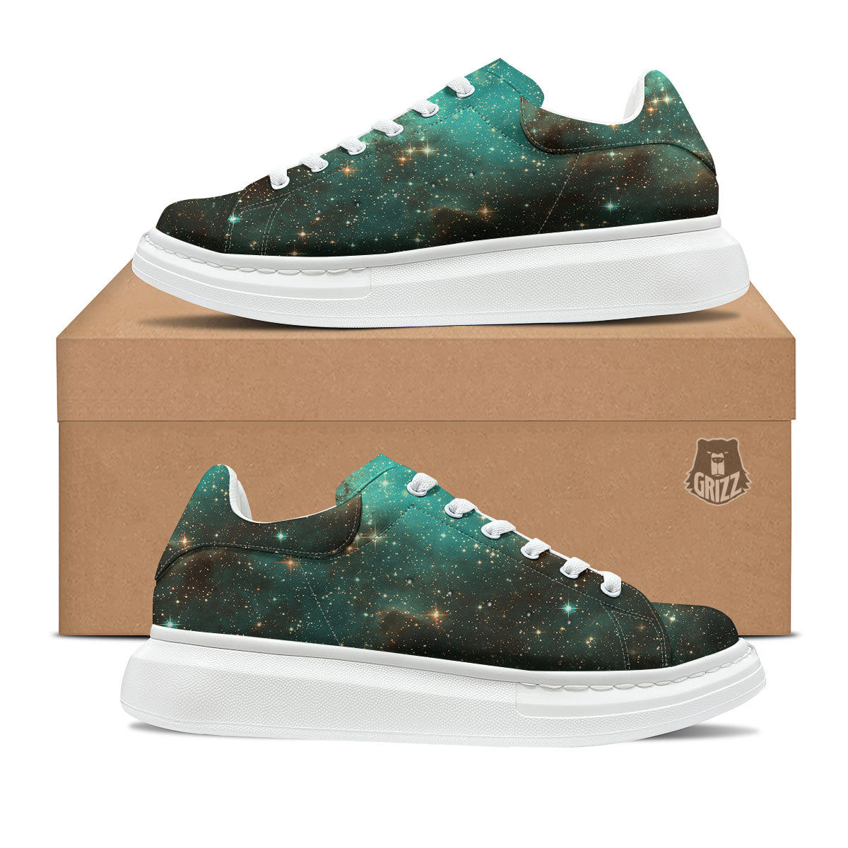 Galaxy Space Abstract Cloud Nebula Print Platform Shoes-grizzshop