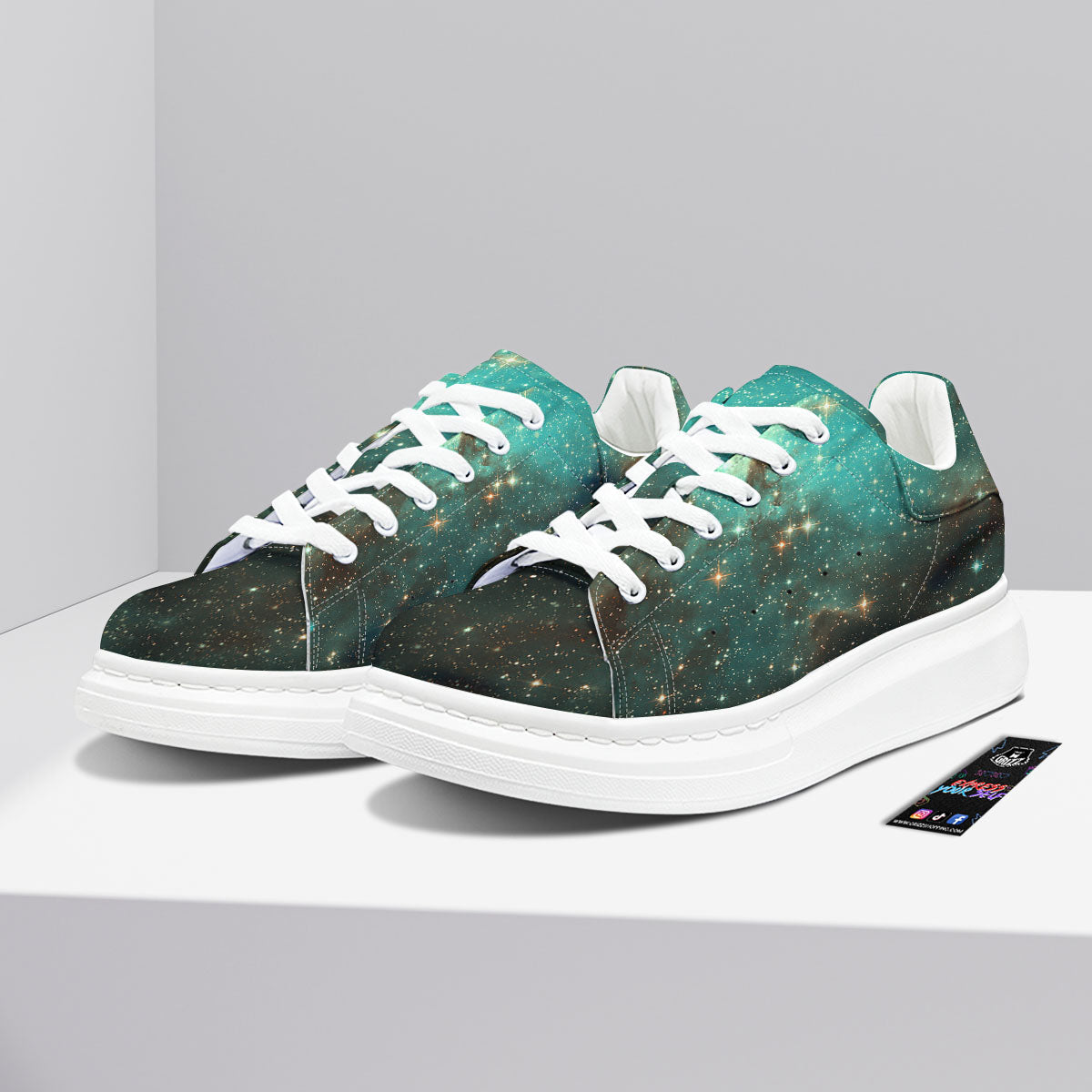 Galaxy Space Abstract Cloud Nebula Print Platform Shoes-grizzshop