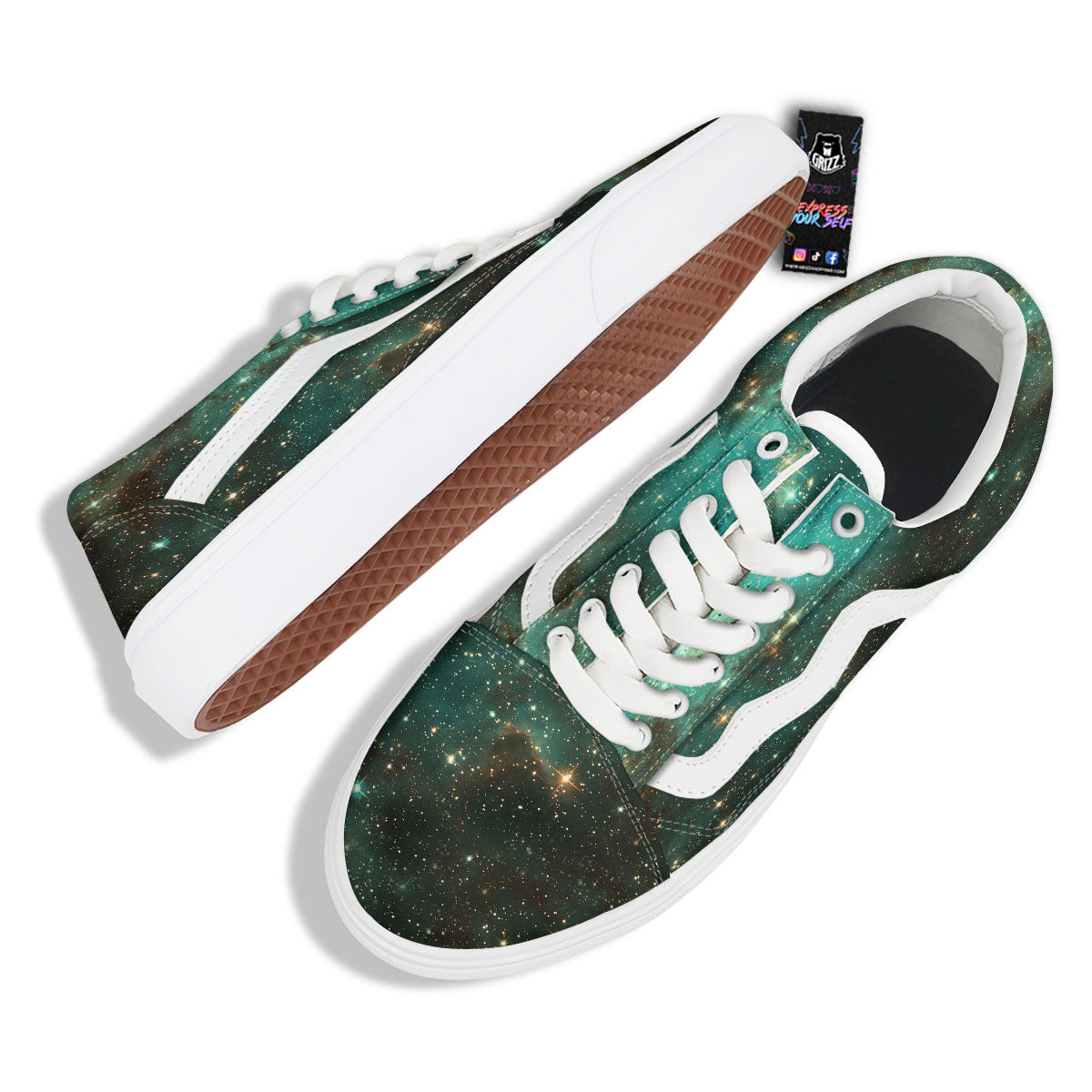 Galaxy Space Abstract Cloud Nebula Print Skate Shoes-grizzshop