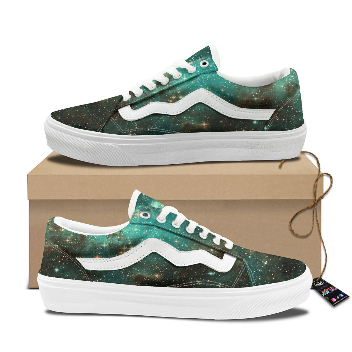 Galaxy Space Abstract Cloud Nebula Print Skate Shoes-grizzshop