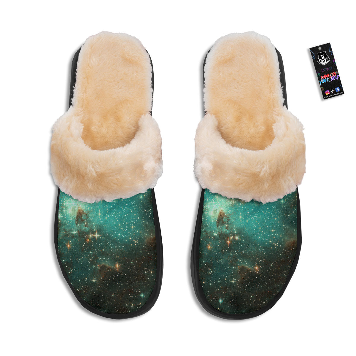 Galaxy Space Abstract Cloud Nebula Print Slippers-grizzshop