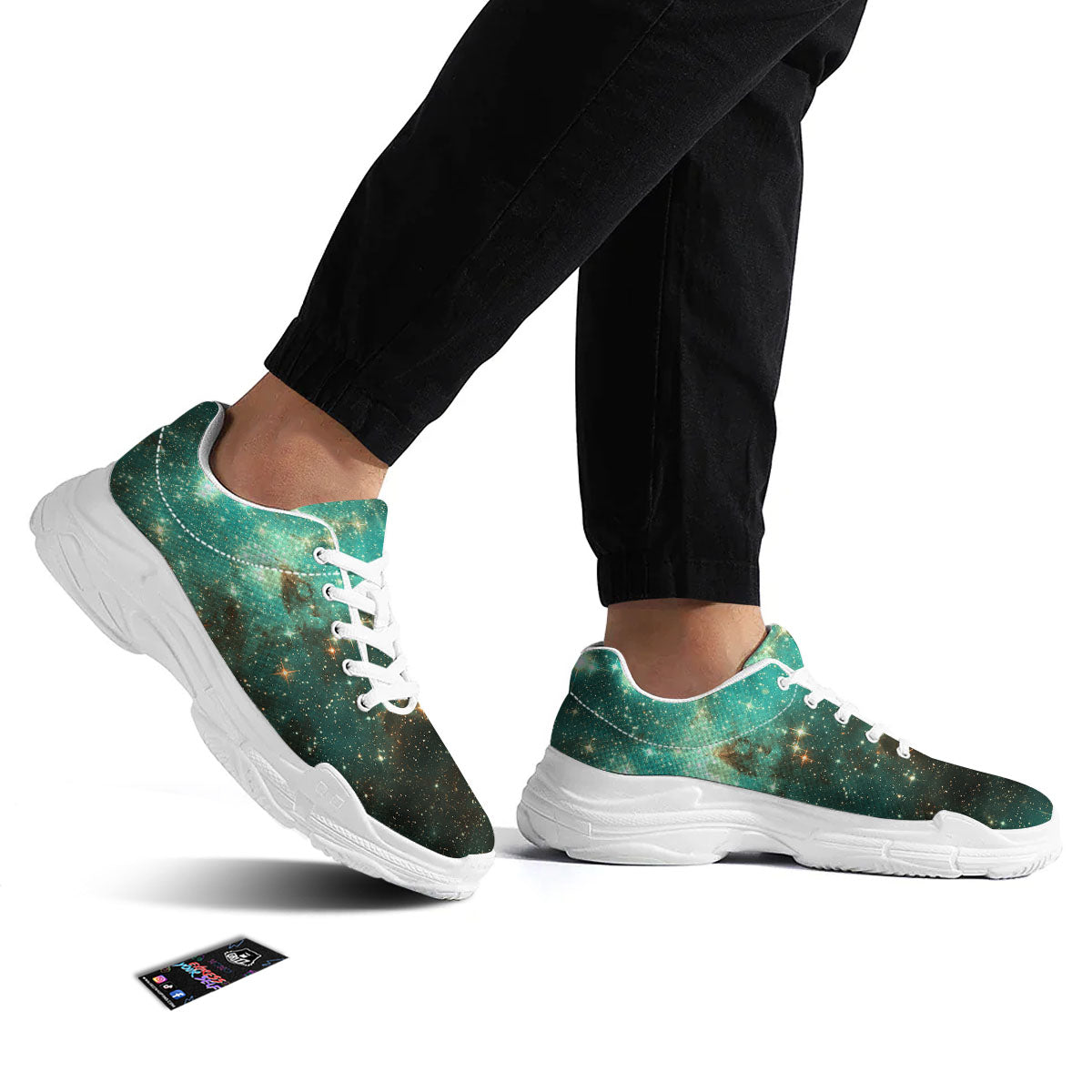 Galaxy Space Abstract Cloud Nebula Print White Chunky Shoes-grizzshop