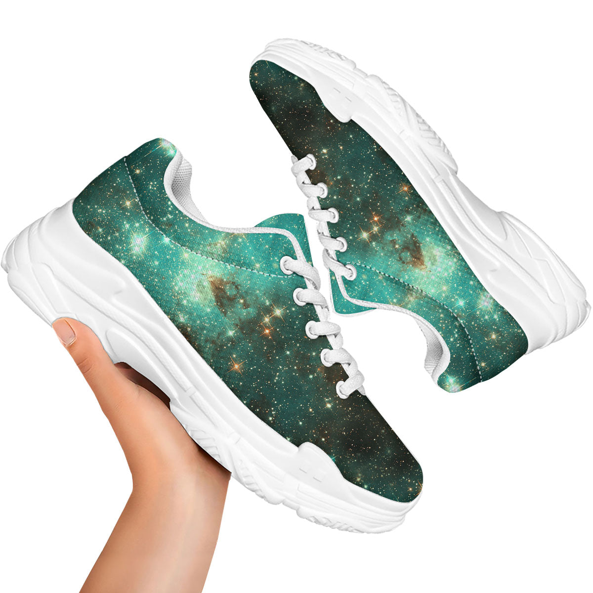 Galaxy Space Abstract Cloud Nebula Print White Chunky Shoes-grizzshop