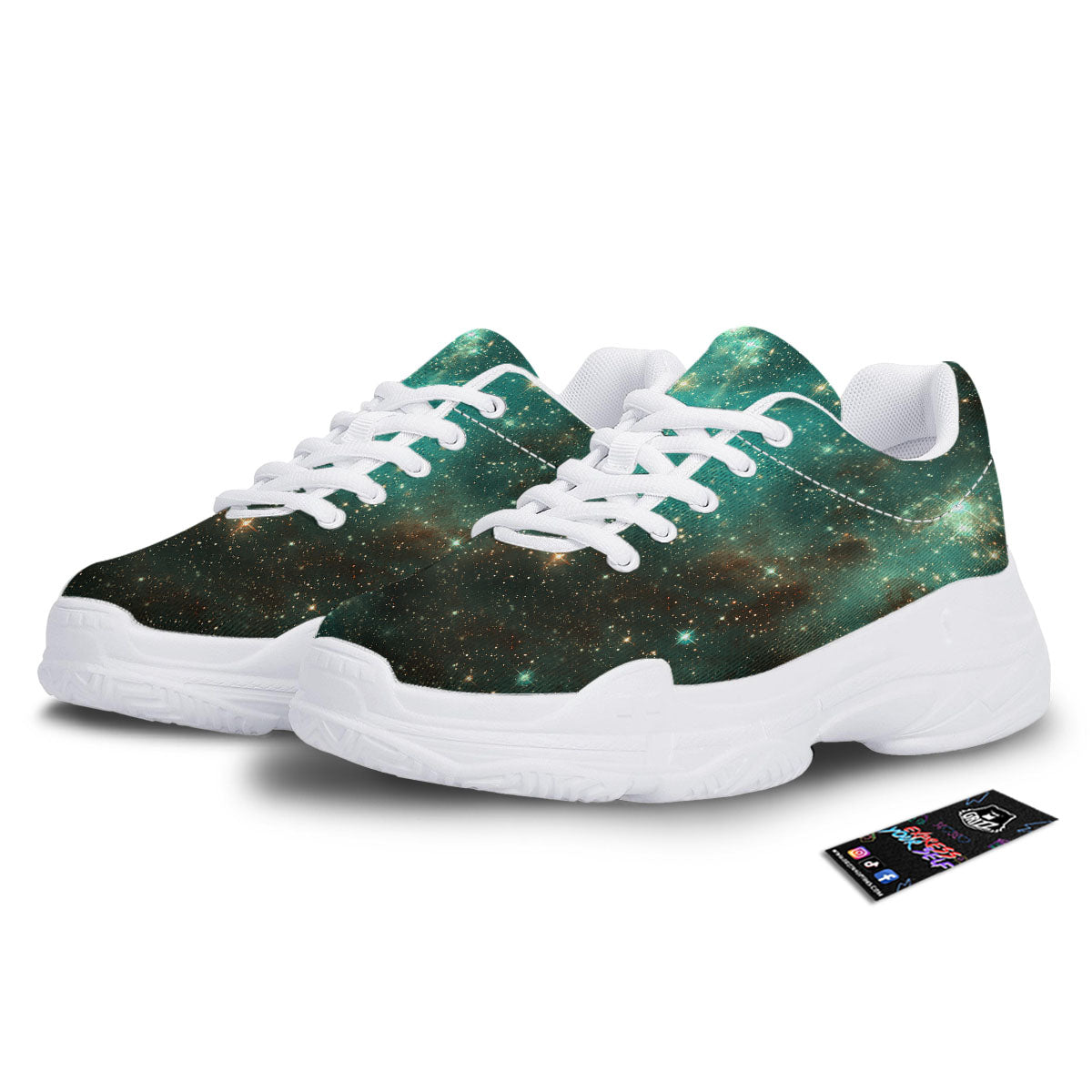 Galaxy Space Abstract Cloud Nebula Print White Chunky Shoes-grizzshop