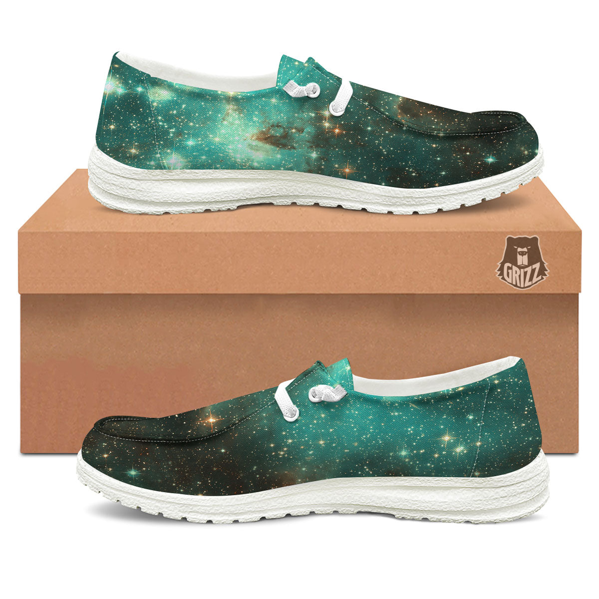 Galaxy Space Abstract Cloud Nebula Print White Loafers-grizzshop