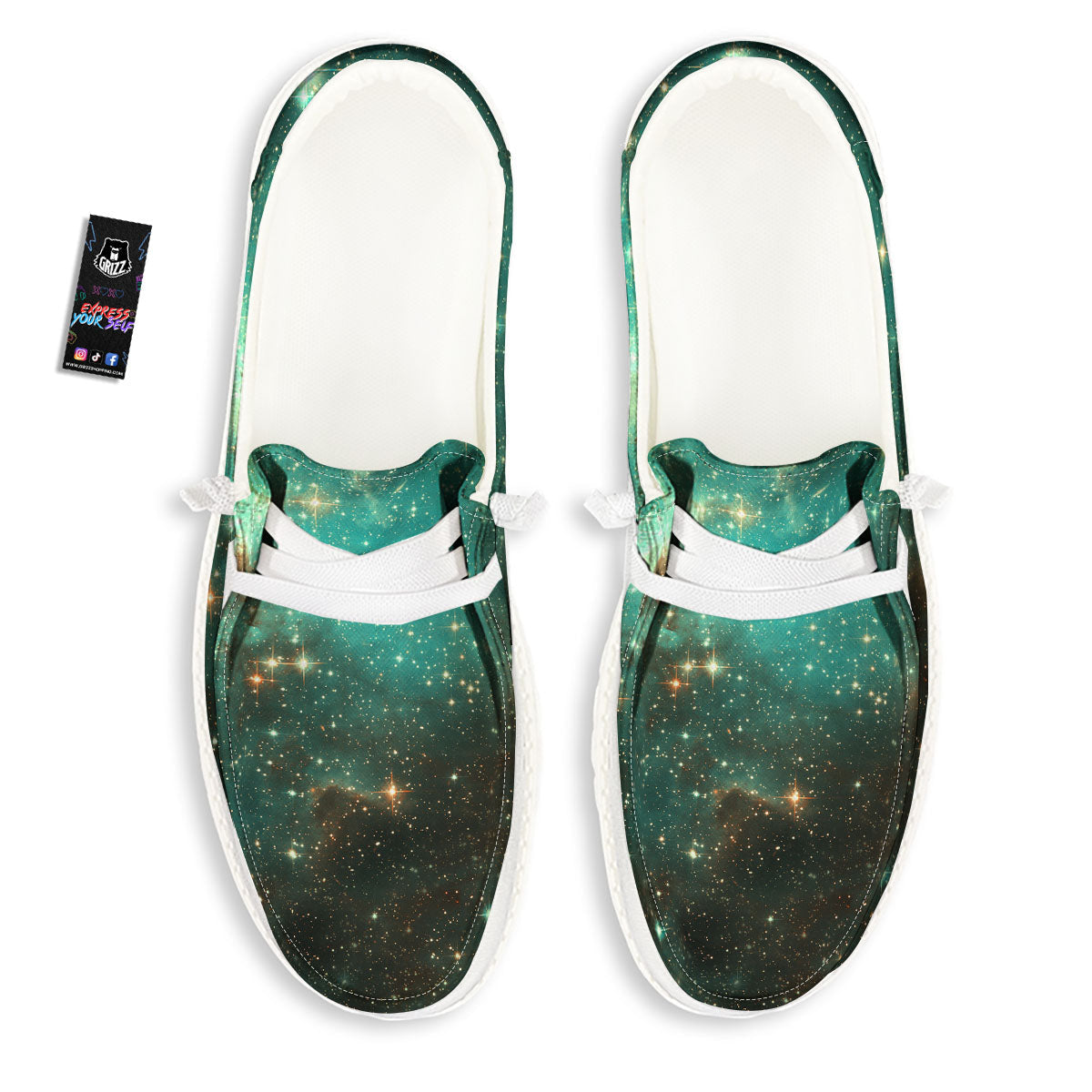 Galaxy Space Abstract Cloud Nebula Print White Loafers-grizzshop
