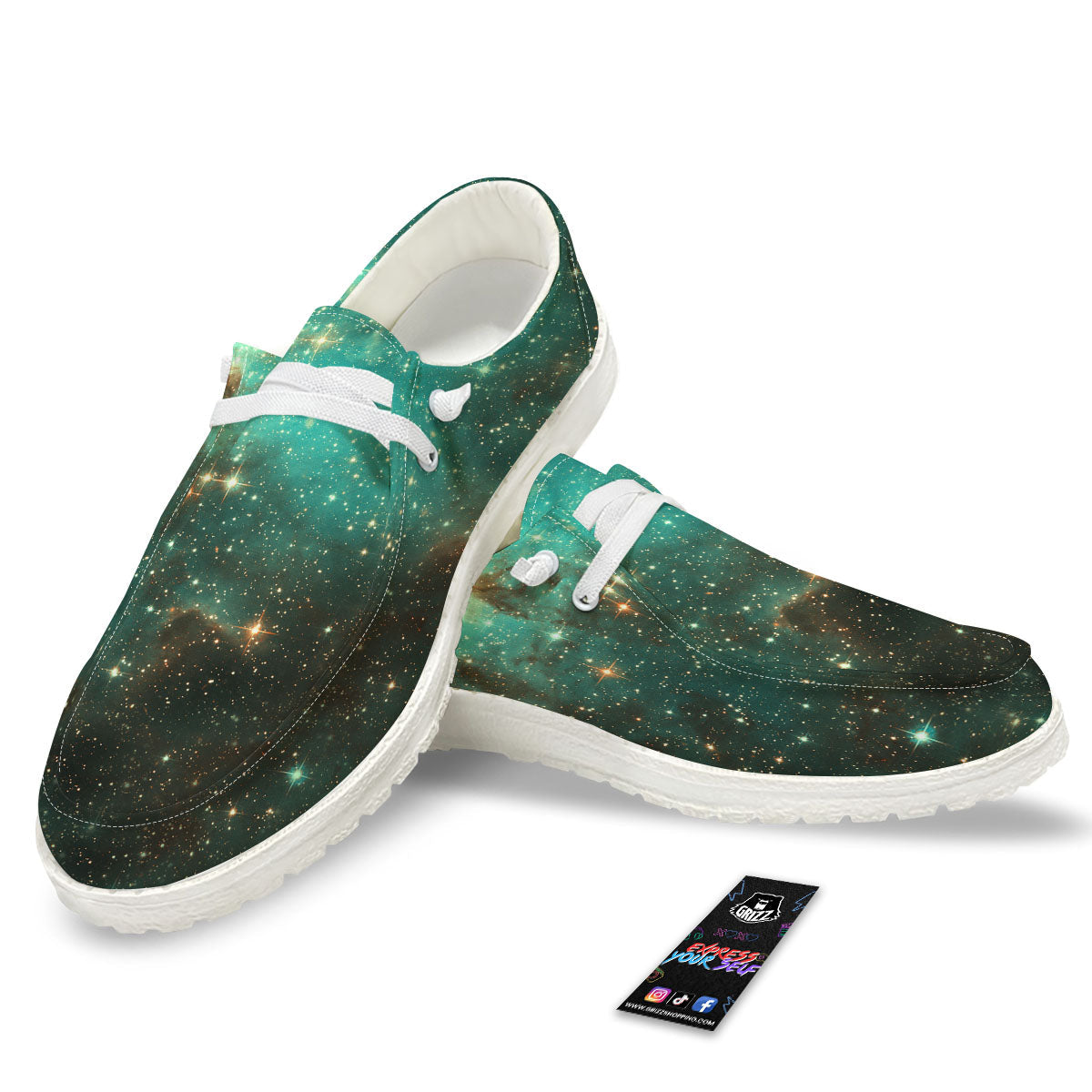 Galaxy Space Abstract Cloud Nebula Print White Loafers-grizzshop