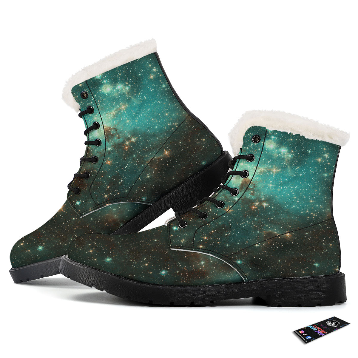 Galaxy Space Abstract Cloud Nebula Print Winter Boots-grizzshop