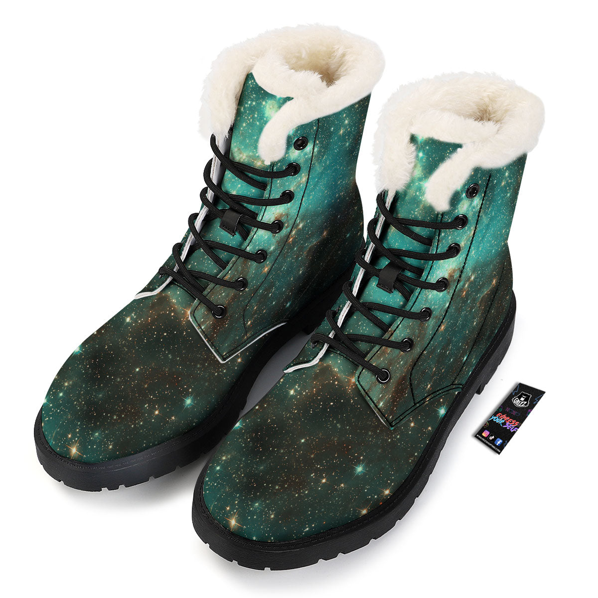 Galaxy Space Abstract Cloud Nebula Print Winter Boots-grizzshop