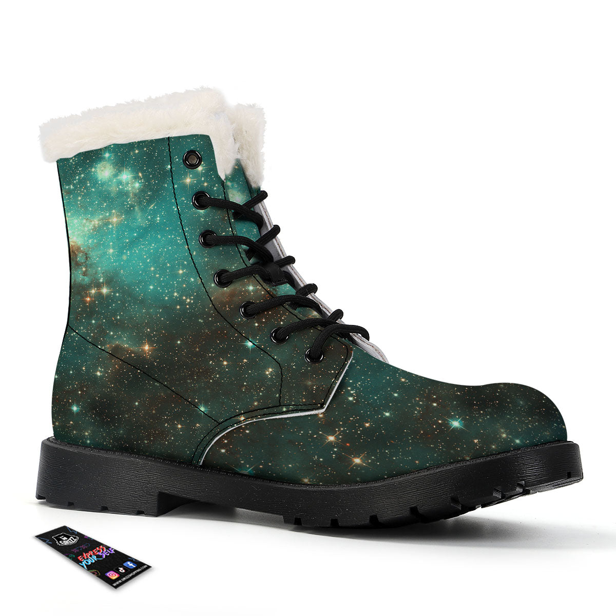 Galaxy Space Abstract Cloud Nebula Print Winter Boots-grizzshop