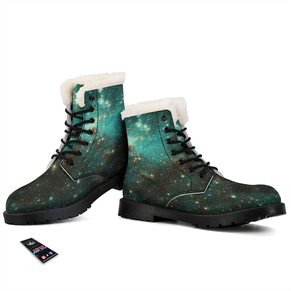 Galaxy Space Abstract Cloud Nebula Print Winter Boots-grizzshop