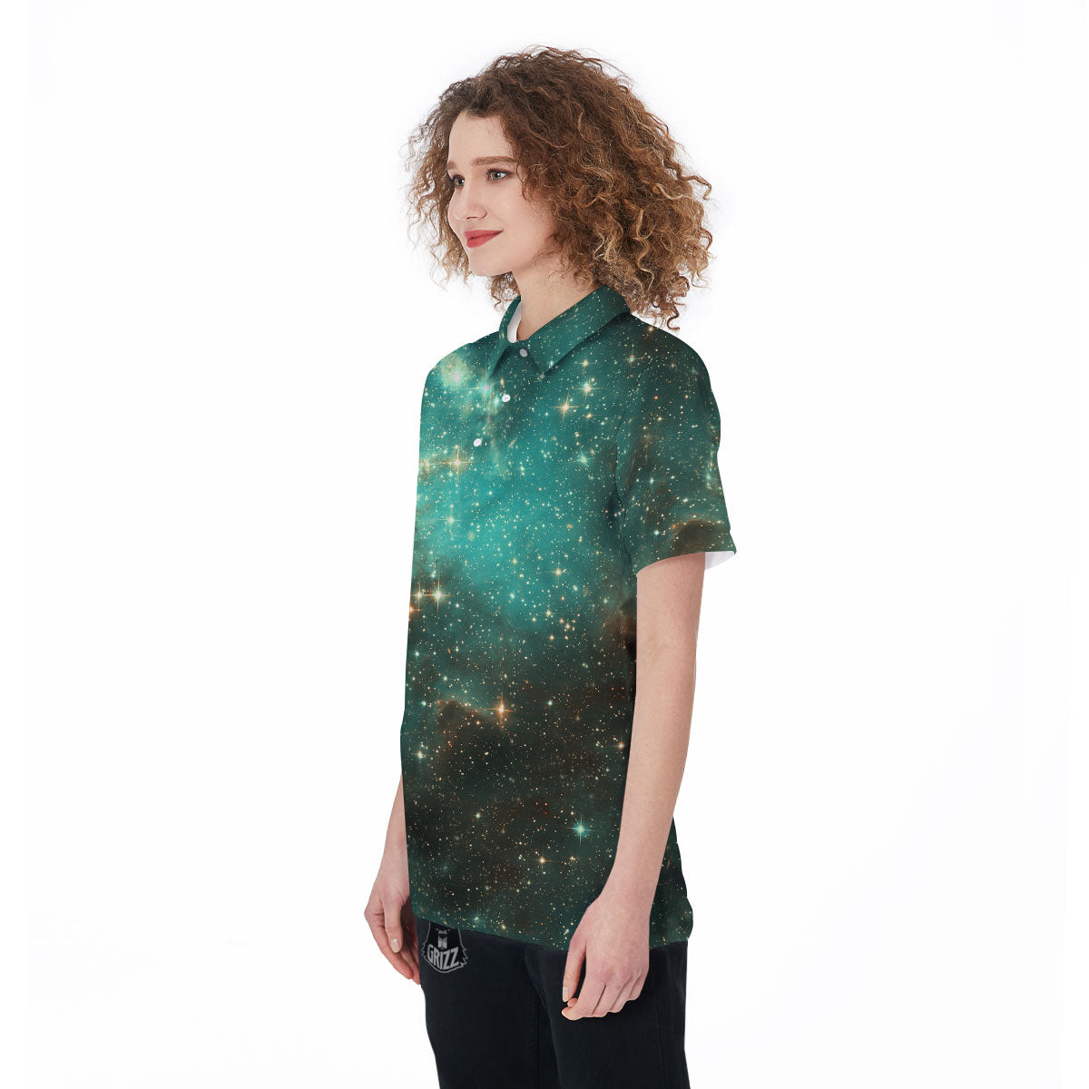 Galaxy Space Abstract Cloud Nebula Print Women's Golf Shirts-grizzshop