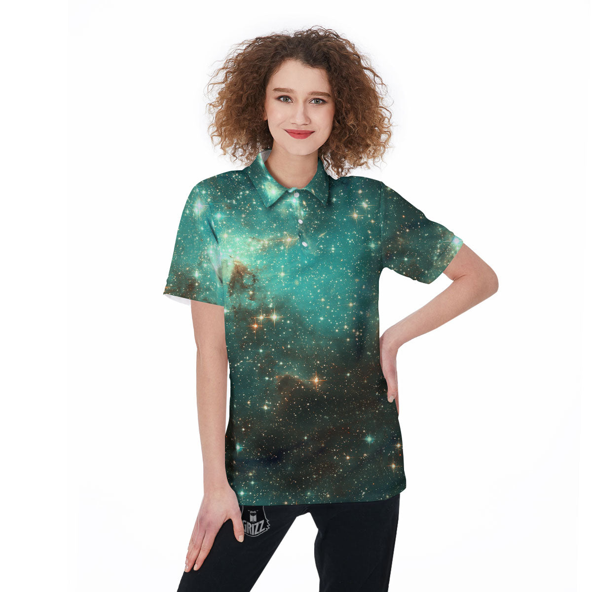 Galaxy Space Abstract Cloud Nebula Print Women's Golf Shirts-grizzshop