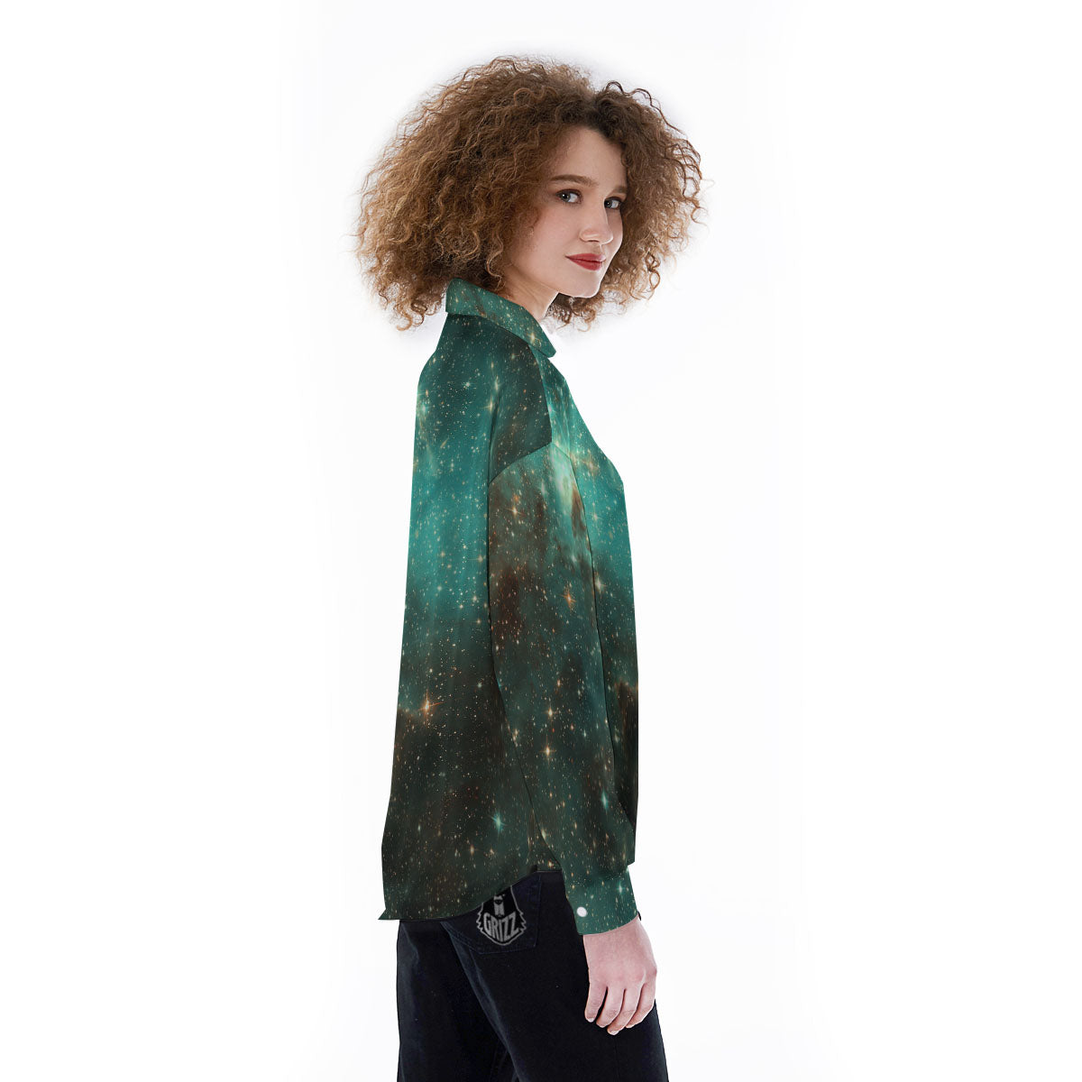 Galaxy Space Abstract Cloud Nebula Print Women's Long Sleeve Shirts-grizzshop