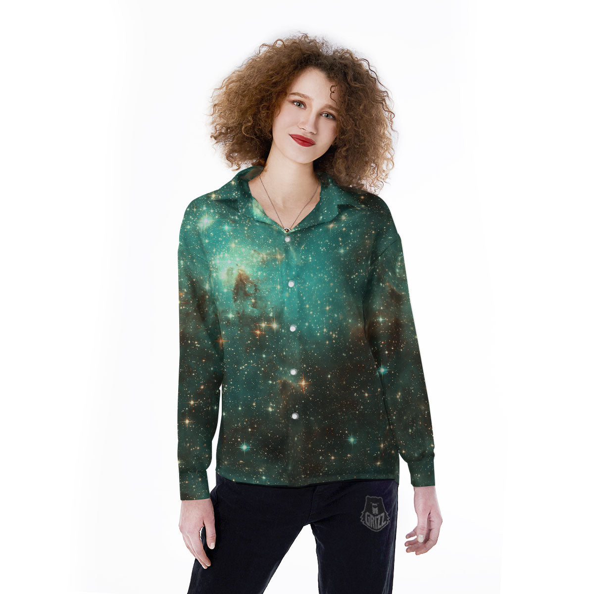 Galaxy Space Abstract Cloud Nebula Print Women's Long Sleeve Shirts-grizzshop