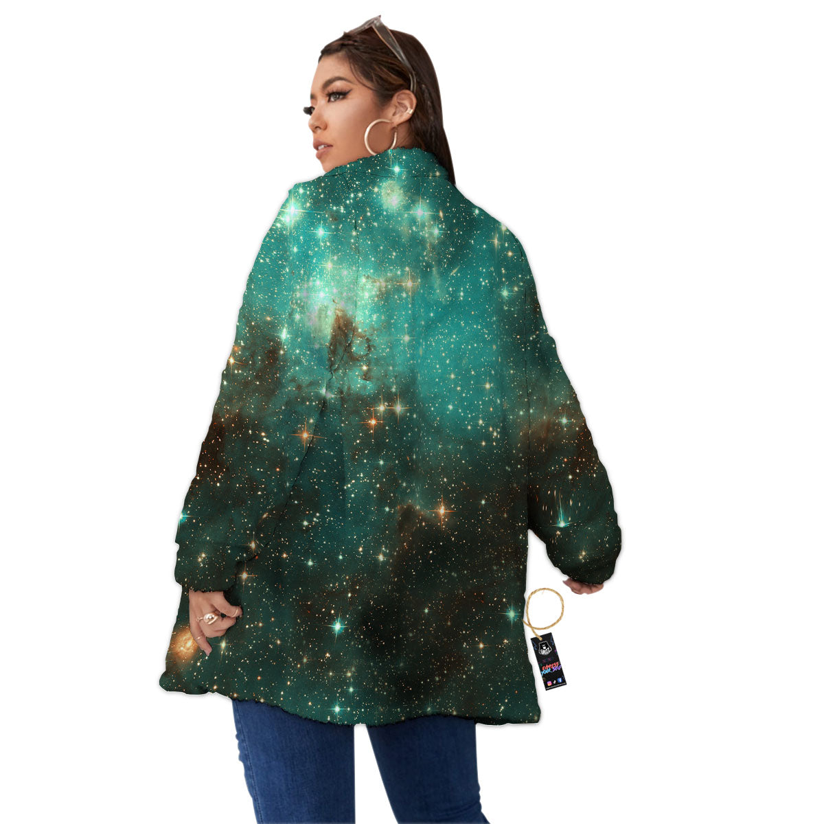 Galaxy Space Abstract Cloud Nebula Print Women's Sherpa Jacket-grizzshop