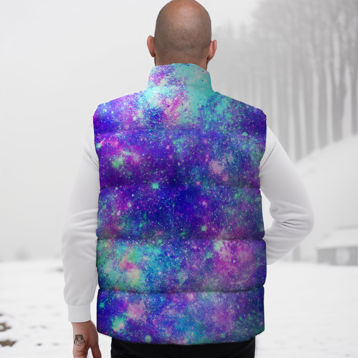 Galaxy Space Abstract Colorful Print Down Vest