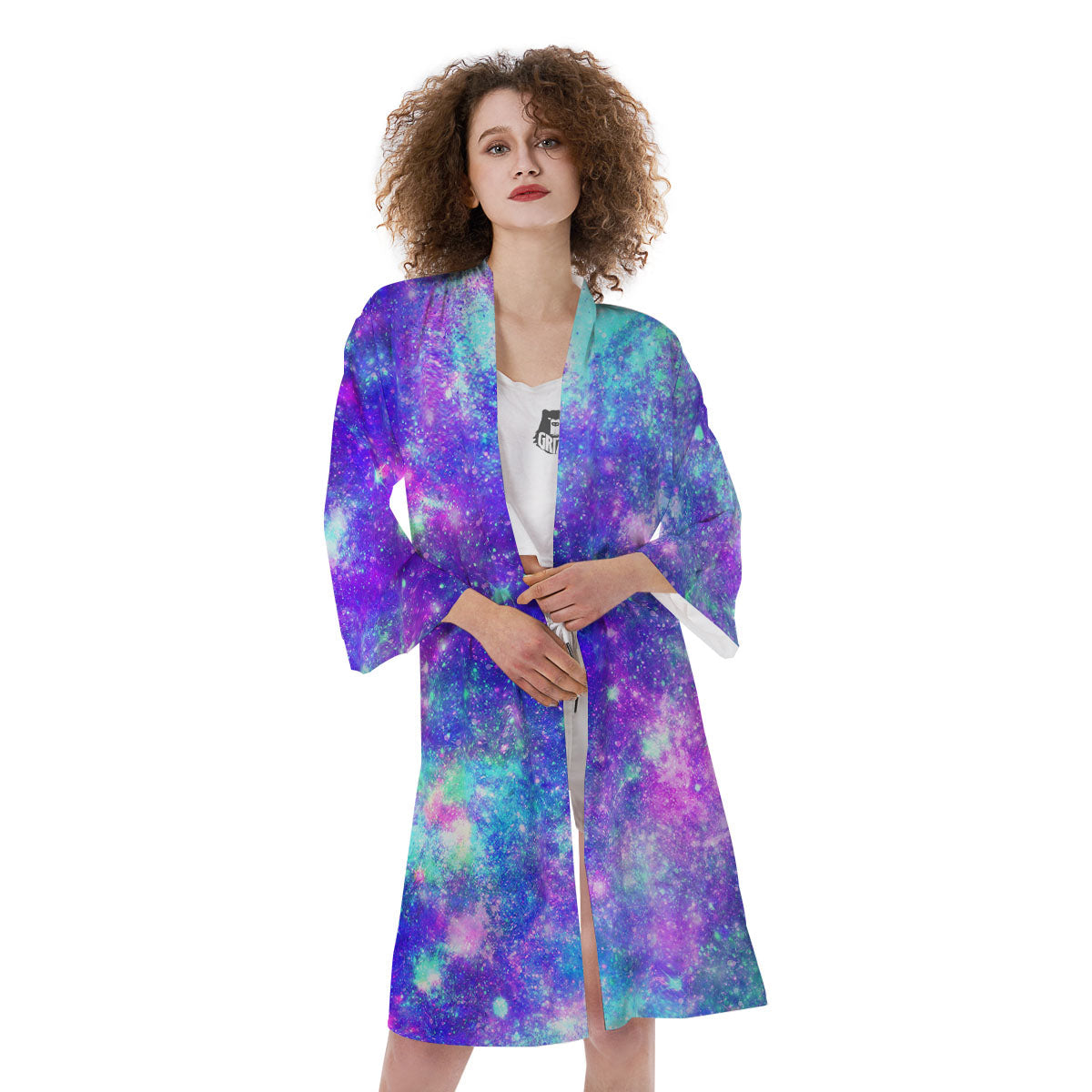 Galaxy Space Abstract Colorful Print Kimono-grizzshop