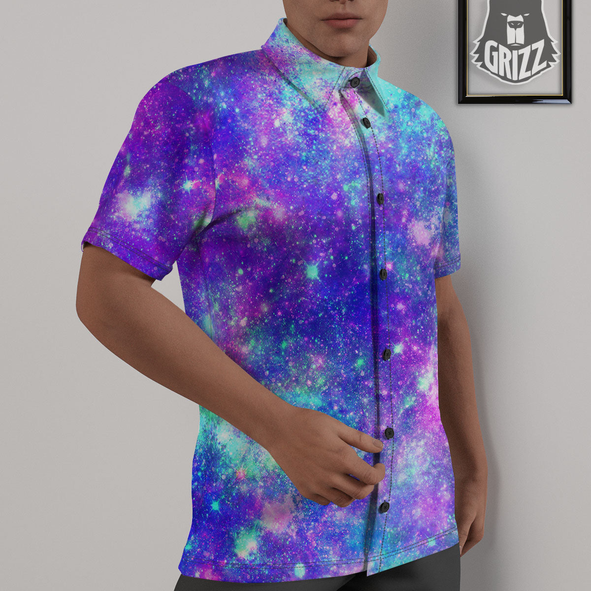 Galaxy Space Abstract Colorful Print Untucked Shirts-grizzshop