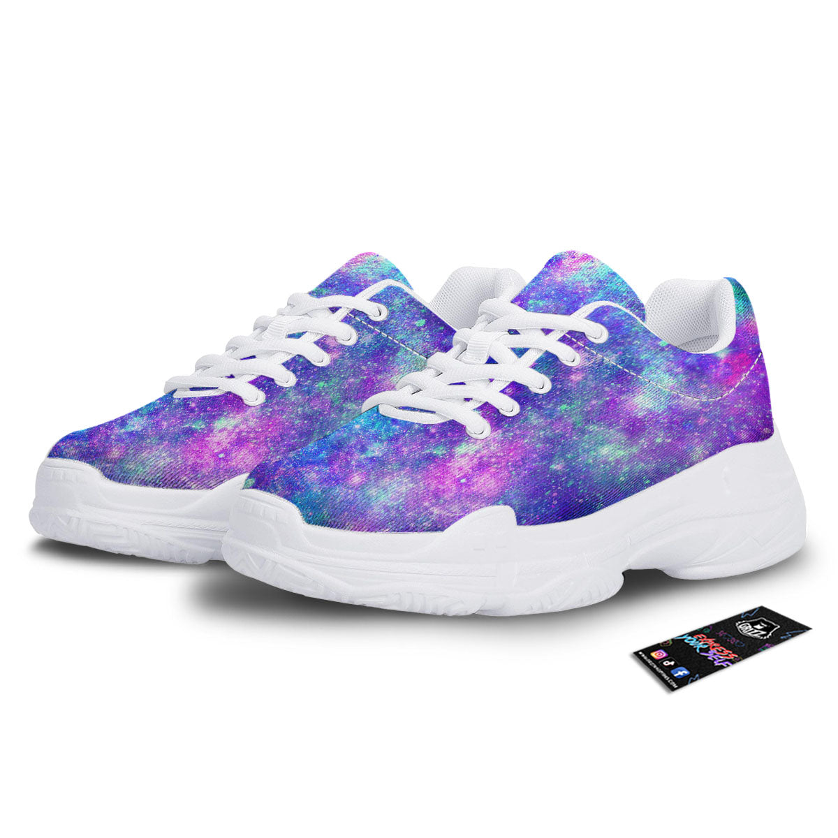 Galaxy Space Abstract Colorful Print White Chunky Shoes-grizzshop