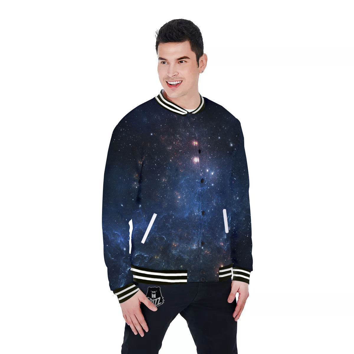 Galaxy Space Abstract Dark Print Baseball Jacket-grizzshop