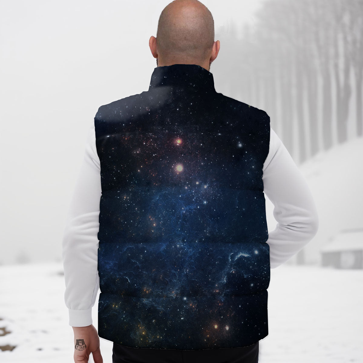 Galaxy Space Abstract Dark Print Down Vest