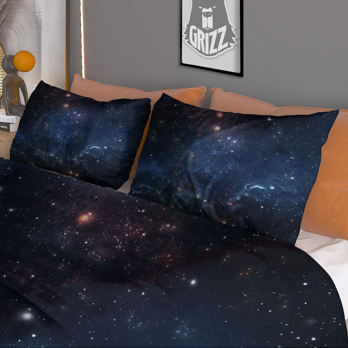 Galaxy Space Abstract Dark Print Duvet Cover Bedding Set