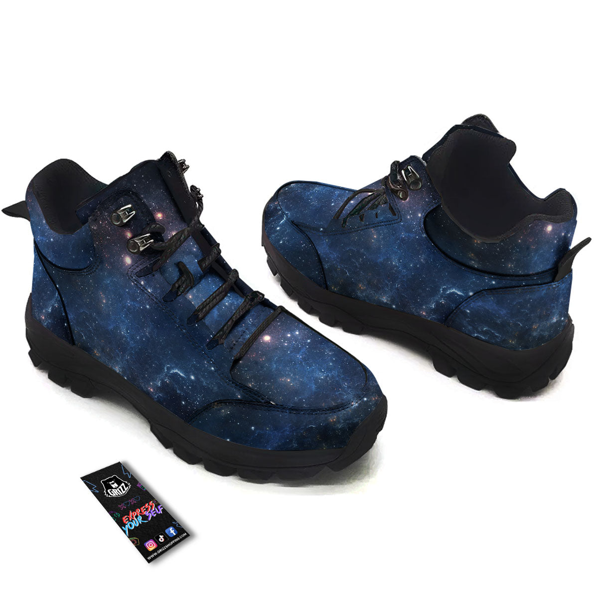 Galaxy Space Abstract Dark Print Hiking Shoes-grizzshop