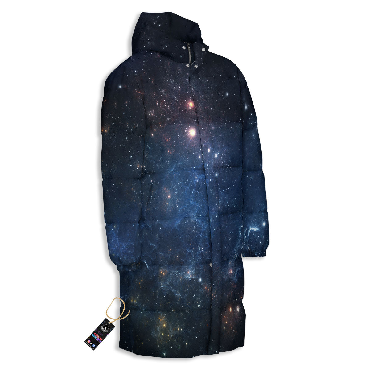 Galaxy Space Abstract Dark Print Long Down Jacket